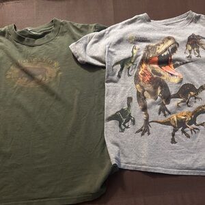 Dinosaur Graphic Kids T-Shirt - and yellow stone shirt lot of 2, size 10-12